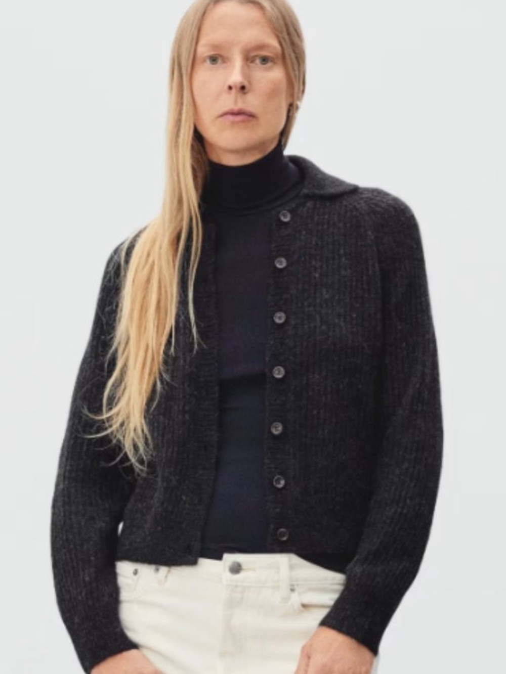 Everlane Alpaca Collared Cardigan S Dark grey - Picture 1 of 7